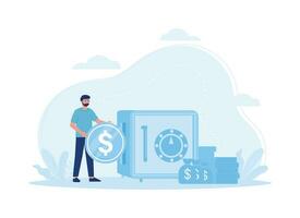 keep money in the safe concept flat illustration vector