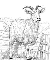 goat coloring pages for kids vector