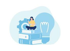 study and search for ideas concept flat illustration vector