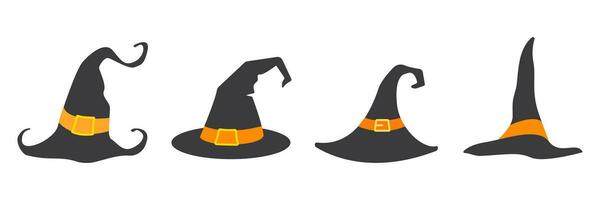 Halloween. illustration of tall witch magic witch hat on abstract background. vector