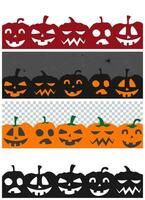 Halloween vector yellow, black, red pumpkin illustration or icon set.