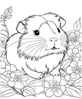 guinea pig coloring page for kids vector