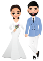 bruiloft uitnodiging kaart de bruid en bruidegom schattig paar tekenfilm karakter png