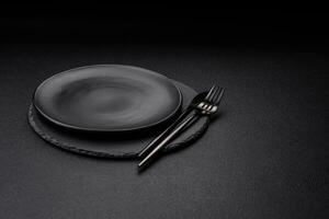 vacío negro plato terminado oscuro Roca antecedentes con Copiar espacio foto