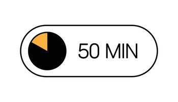 Fifty Min Timer Button, UI Clock Showing 50 Minutes Label. Cooking Time, Stopwatch, Countdown Indication vector