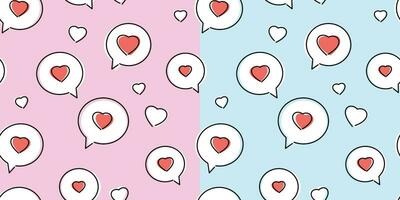 Set of 2 Square Hearts Backgrounds. Heart Symbols in a Chat Bubbles, Digital Posters, Social media and Print vector