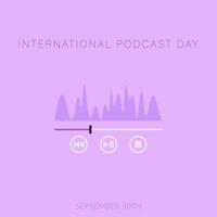 International Podcast Day. Postcard or banner for September 30th. Equalizer or sound wave of an audio layer. Vector illustration for design.