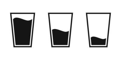 Glass with water icon set, Variation of quantity vector