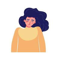 Apathetic exhausted woman with low energy, exhaustion. Apathy, psychology concept. Fatigue tired unmotivated girl. Burnout, tiredness, crisis. Isolated vector illustration