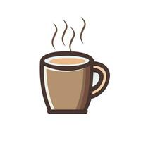 Hot coffee in a mug with steam icon. Isolated vector illustration.