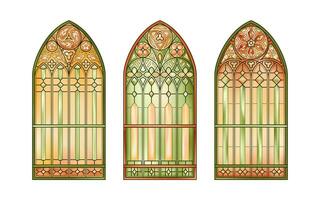 Worksheet with Stained Church glass in sun gradient colors. vector