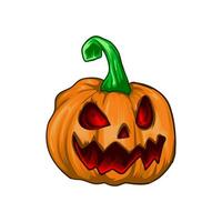 Halloween pumking looking red eyes and mouth part by part customize vector illustration.