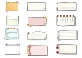 Paper note set.Blank notes with tape and stickers.Notebook collection with curled corners. Adhesive Note,Checked Pattern,Paper,Education. Vecter message and notepaper concept. vector