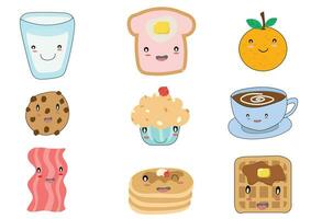 Different kind of sweet and bakery icons.such as ice cream,cake,smoothies,bread,Pizza.Set of desserts and bakery on white background. vector