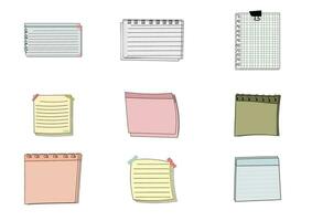 Paper note set.Blank notes with tape and stickers.Notebook collection with curled corners. Adhesive Note,Checked Pattern,Paper,Education. Vecter message and notepaper concept. vector