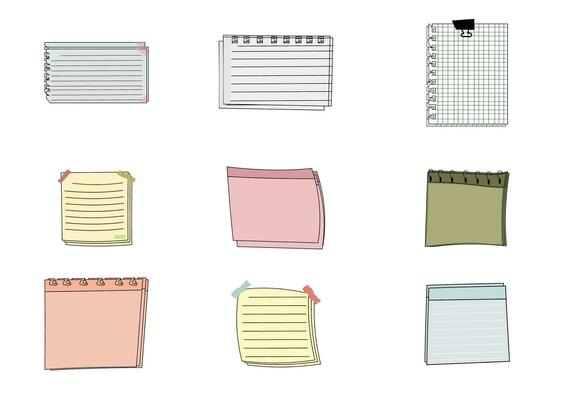 Paper note set.Blank notes with tape and stickers.Notebook collection with curled corners. Adhesive Note,Checked Pattern,Paper,Education. Vecter message and notepaper concept.