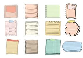 Paper note set.Blank notes with tape and stickers.Notebook collection with curled corners. Adhesive Note,Checked Pattern,Paper,Education. Vecter message and notepaper concept. vector