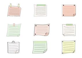 Paper note set.Blank notes with tape and stickers.Notebook collection with curled corners. Adhesive Note,Checked Pattern,Paper,Education. Vecter message and notepaper concept. vector