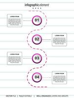 infografia diseño plantilla, negocio concepto con 4 4 pasos o opciones, lata ser usado para flujo de trabajo disposición, diagrama, anual informe, web diseño.creativo bandera, etiqueta vector. vector