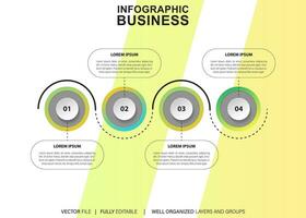 4 4 pasos proceso moderno infografía diagrama vector