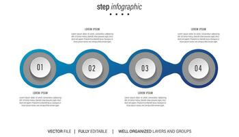 diseño infográfico de línea de tiempo con 4 opciones o pasos. infografías para el concepto de negocio. se puede usar para presentaciones, diseño de flujo de trabajo, banner, proceso, diagrama, diagrama de flujo, gráfico de información, informe anual. vector