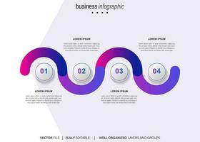 diseño infográfico de línea de tiempo con 4 opciones o pasos. infografías para el concepto de negocio. se puede usar para presentaciones, diseño de flujo de trabajo, banner, proceso, diagrama, diagrama de flujo, gráfico de información, informe anual. vector