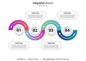 Timeline infographic design with 4 options or steps. Infographics for business concept. Can be used for presentations workflow layout, banner, process, diagram, flow chart, info graph, annual report. vector