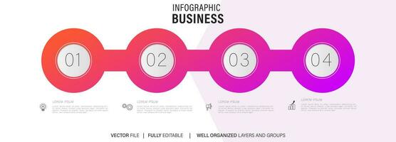 Business infographic template. Thin line design label with icon and 4 options, steps or processes. vector