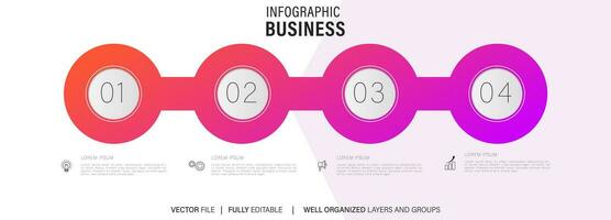 Business infographic template. Thin line design label with icon and 4 options, steps or processes. vector