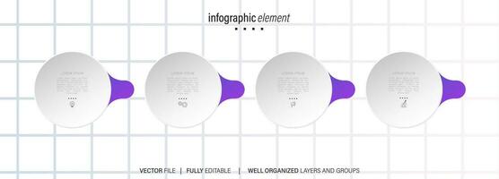 Business infographic template. Thin line design label with icon and 4 options, steps or processes. vector