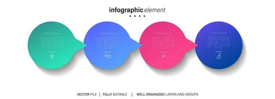 Business infographic template. Thin line design label with icon and 4 options, steps or processes. vector