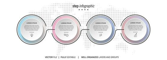 nuevo producto desarrollo infografía gráfico diseño modelo. editable infochart con iconos instructivo gráficos con 4 4 paso secuencia. visual datos presentación. vector