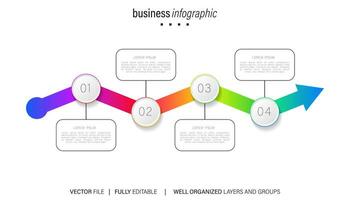 Thin line process business infographic with square template. Vector illustration. Process timeline with 4 options, steps or sections.
