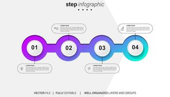 infographic template with 4 steps or options. Vector