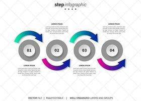 Vector Infographic arrow design with 4 options or steps. Infographics for business concept. Can be used for presentations banner, workflow layout, process diagram, flow chart, info graph