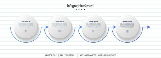 infographic template with 4 steps or options. Vector