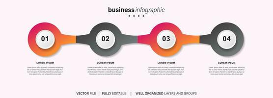 infographic template with 4 steps or options. Vector