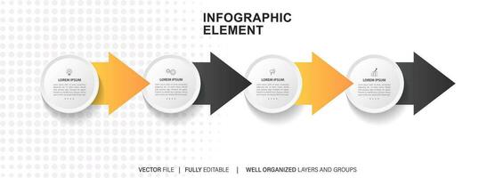 infographic template with 4 steps or options. Vector