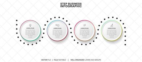 Modern vector flat illustration. Line infographic numbers template with four elements, icons. Timeline designed for business, presentations, web design, interface, diagrams with 4 steps