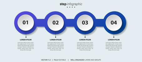 Modern vector flat illustration. Line infographic numbers template with four elements, icons. Timeline designed for business, presentations, web design, interface, diagrams with 4 steps