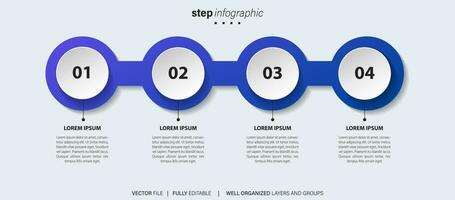 Modern vector flat illustration. Line infographic numbers template with four elements, icons. Timeline designed for business, presentations, web design, interface, diagrams with 4 steps