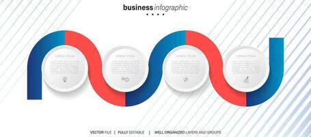 Modern vector flat illustration. Line infographic numbers template with four elements, icons. Timeline designed for business, presentations, web design, interface, diagrams with 4 steps