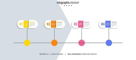 Timeline infographic with infochart. Modern presentation template with 6 spets for business process. Website template on white background for concept modern design. Horizontal layout. vector