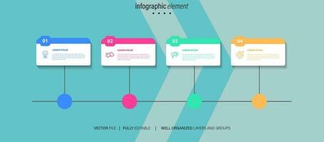 Timeline infographic with infochart. Modern presentation template with 6 spets for business process. Website template on white background for concept modern design. Horizontal layout. vector
