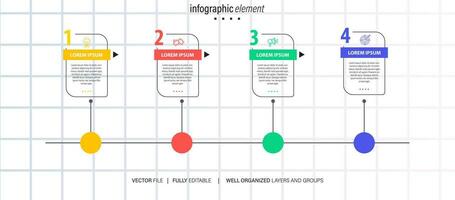 Timeline infographic with infochart. Modern presentation template with 6 spets for business process. Website template on white background for concept modern design. Horizontal layout. vector