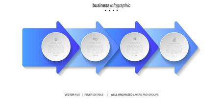 pasos diseño de plantilla infográfica de proceso de línea de tiempo de visualización de datos comerciales con iconos vector