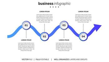 Timeline infographic with infochart. Modern presentation template with 6 spets for business process. Website template on white background for concept modern design. Horizontal layout. vector