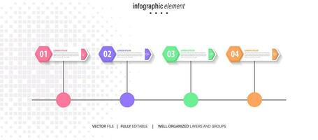 4 Steps Road map modern timeline diagram with circle topic chart and business icons vector