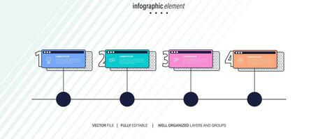 visualización de datos comerciales. diagrama del proceso. elementos abstractos de gráfico, diagrama con pasos, opciones, partes o procesos. plantilla de negocio vectorial para presentación. concepto creativo para infografía. vector