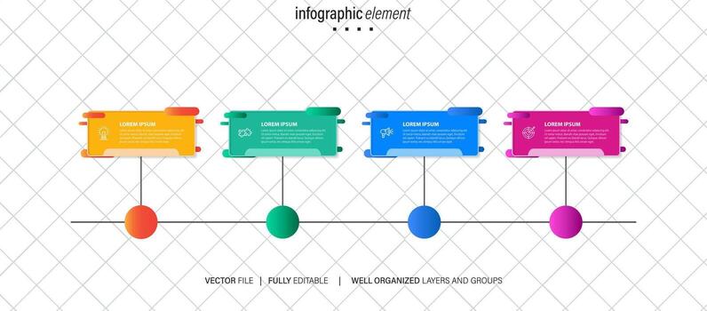 visualización de datos comerciales. diagrama del proceso. elementos abstractos de gráfico, diagrama con pasos, opciones, partes o procesos. plantilla de negocio vectorial para presentación. concepto creativo para infografía. vector
